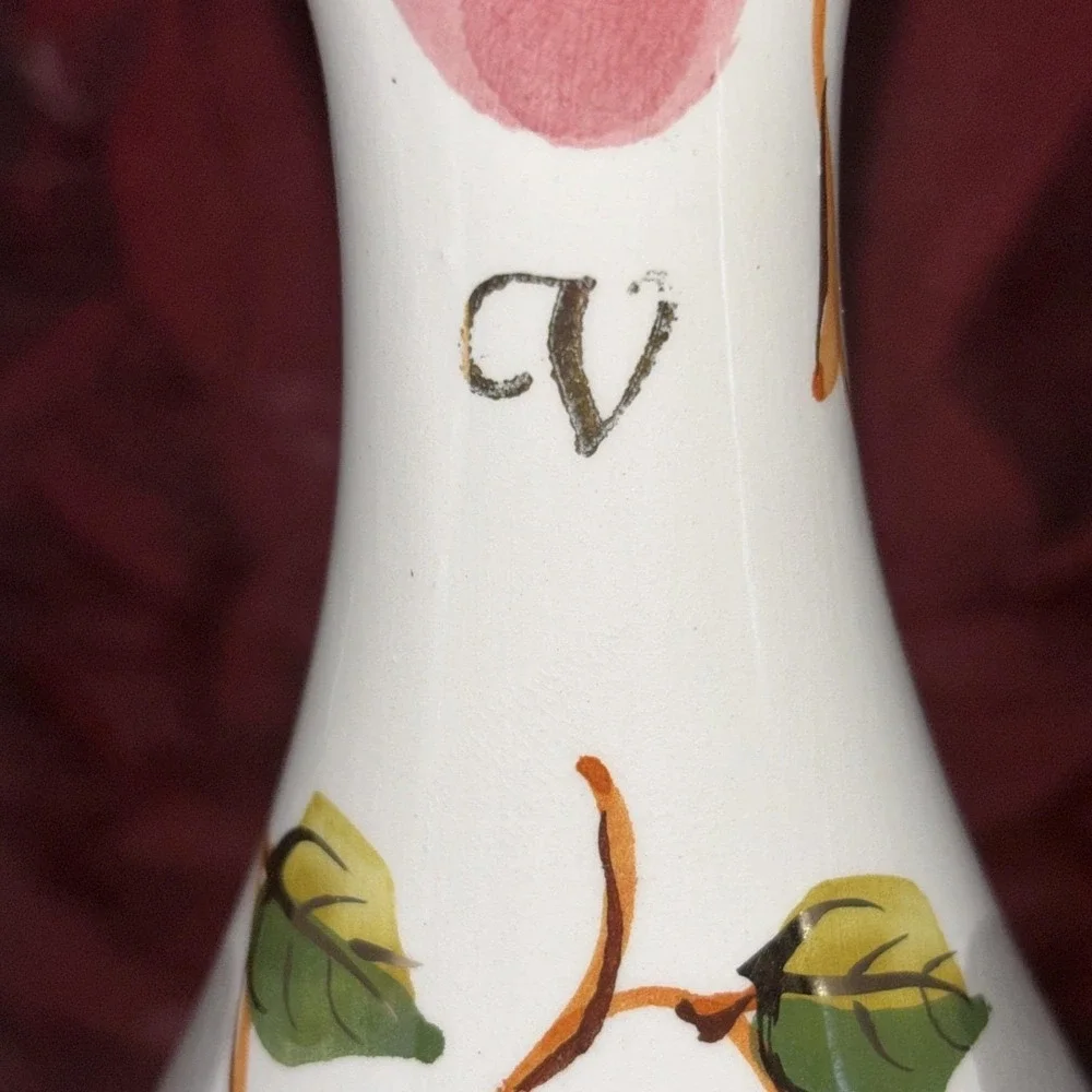 Vintage Portuguese Pereiras Valado Porcelain Vinegar Cruet Hand Painted 7 In EUC